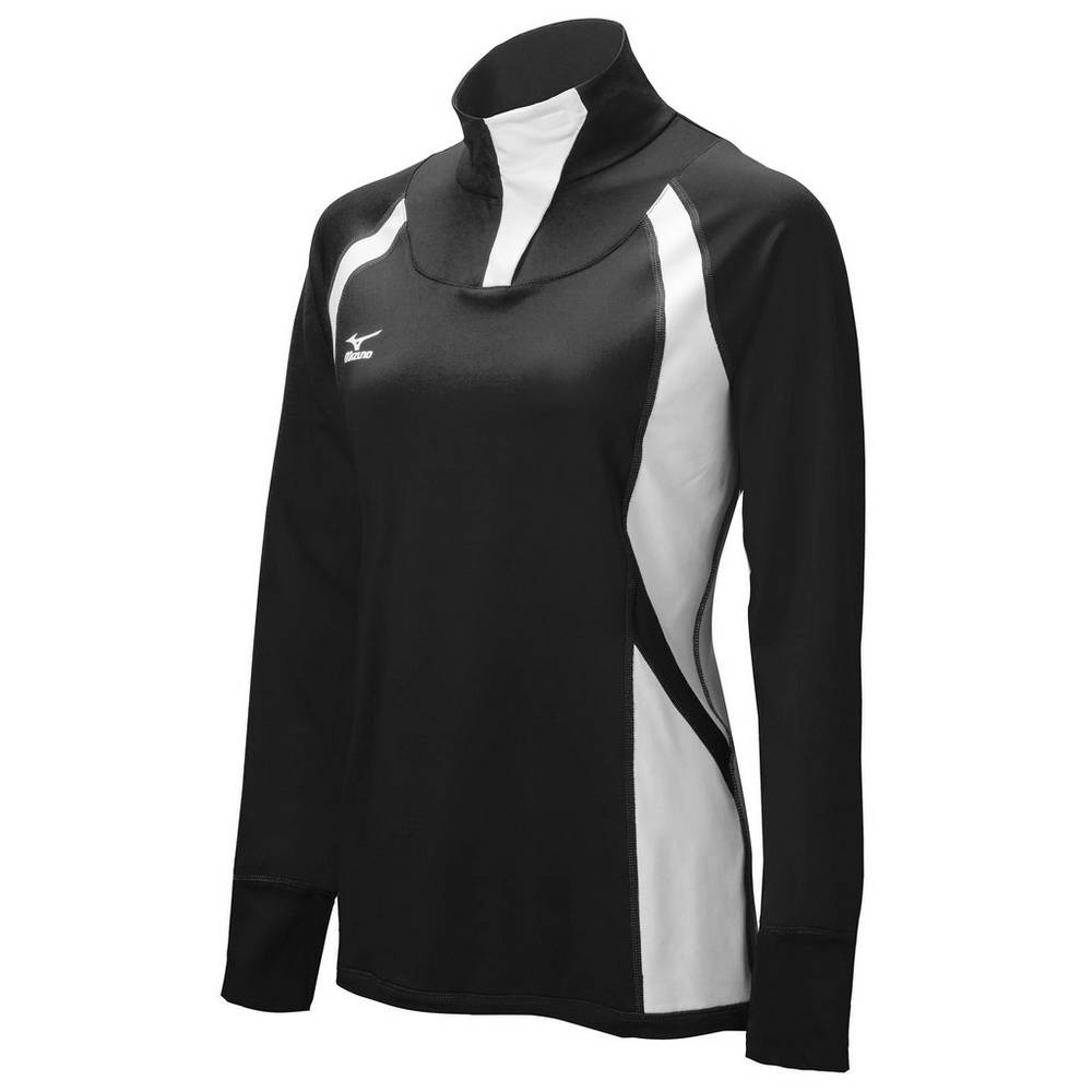 Womens Mizuno Nine Collection: Drive Half-Zip Jacket Black/White Philippines (FSTCNK746)